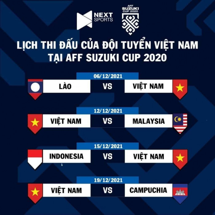 Lịch thi đấu các trận thi đấu có đội tuyển Việt Nam