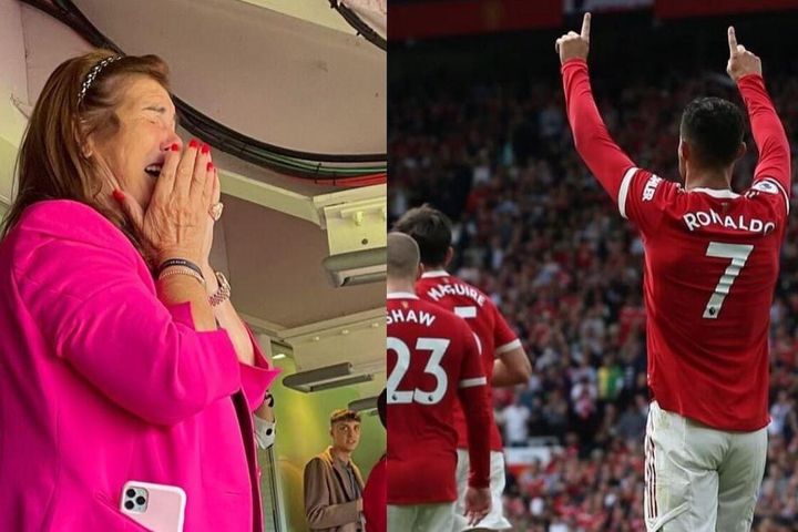 Mẹ Ronaldo khóc khi thấy con trai ghi bàn cho MU